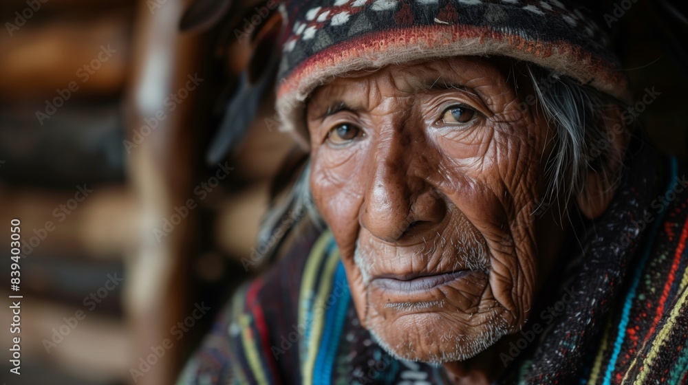 Close-up portrait of an elderly man in traditional clothing Close-up portrait of an elderly man in traditional clothing