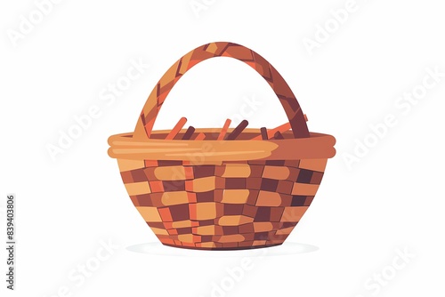Digital 64-Bit Basket Vector Illustration in Flat Design on White Background