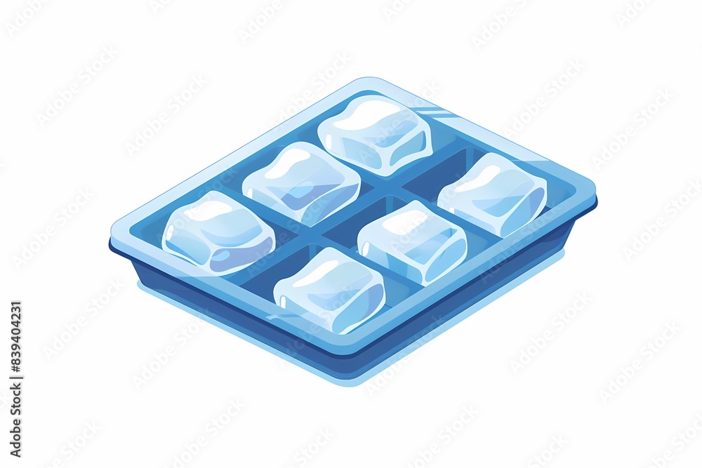 Modern 64-Bit Ice Tray Vector Illustration in Flat Design on Isolated White Background Modern 64-Bit Ice Tray Vector Illustration in Flat Design on Isolated White Background
