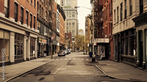 Fototapeta Naklejka Na Ścianę i Meble -  City Streets: Photos of streets in urban areas, showcasing architecture, storefronts, and pedestrians. 