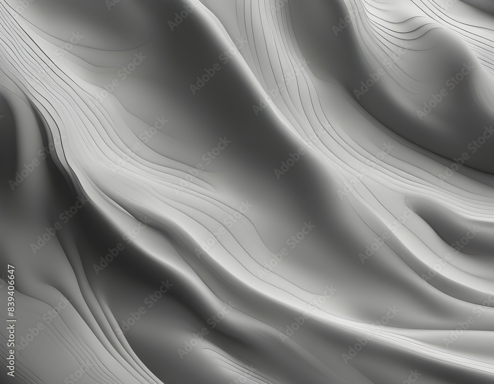 Fototapeta premium Topographic background and texture, abstract monochrome image. 3D waves.
