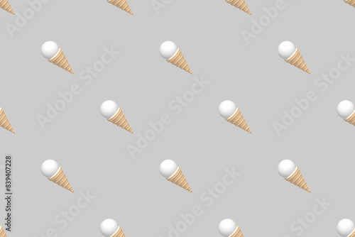 Seamless pattern on the theme of ice cream. Assorted ice cream.