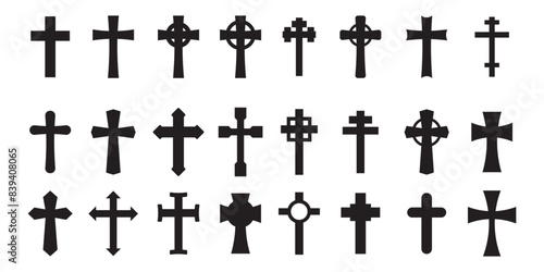 Christian cross vector icon set, Jesus Christ Flat style., religion symbol, Easter, Christening. Holy Spirit. Religious. sign and symbol Vector illustration. © Charles stockio