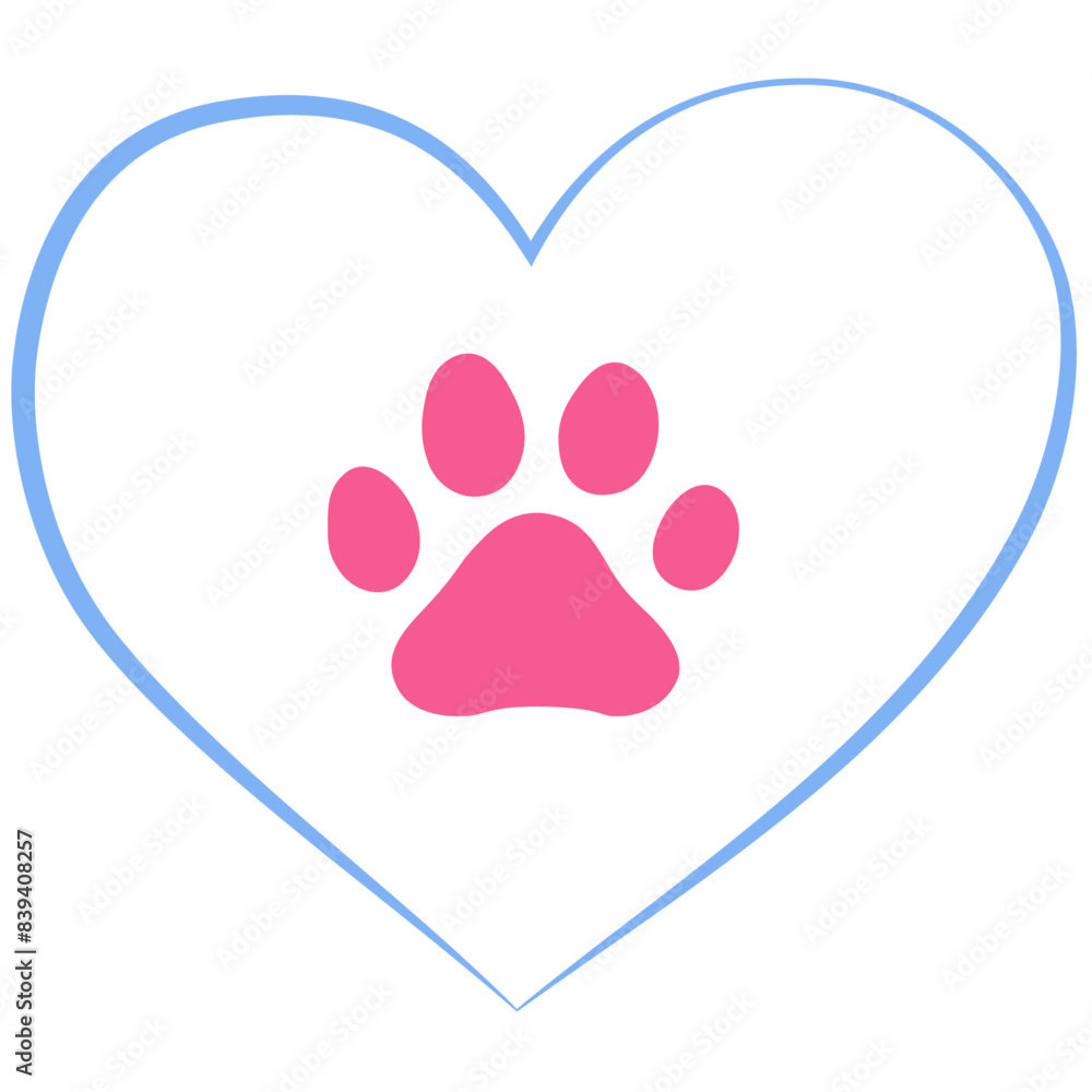 A simple flat vector illustration with dog or cat pawprint. Different animal paw print vector illustrations. A simple flat vector illustration with dog or cat pawprint. Different animal paw print vector illustrations.
