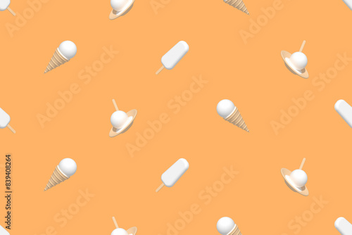 Ice cream. Seamless pattern on the theme of ice cream.