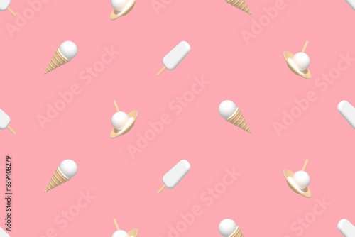 Ice cream. Seamless pattern on the theme of ice cream.