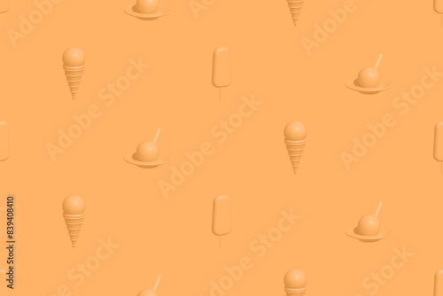 Ice cream. Seamless pattern on the theme of ice cream.