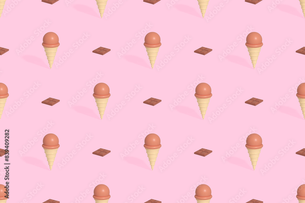 Seamless pattern on the theme of ice cream. Ice cream with chocolate. Seamless pattern on the theme of ice cream. Ice cream with chocolate.