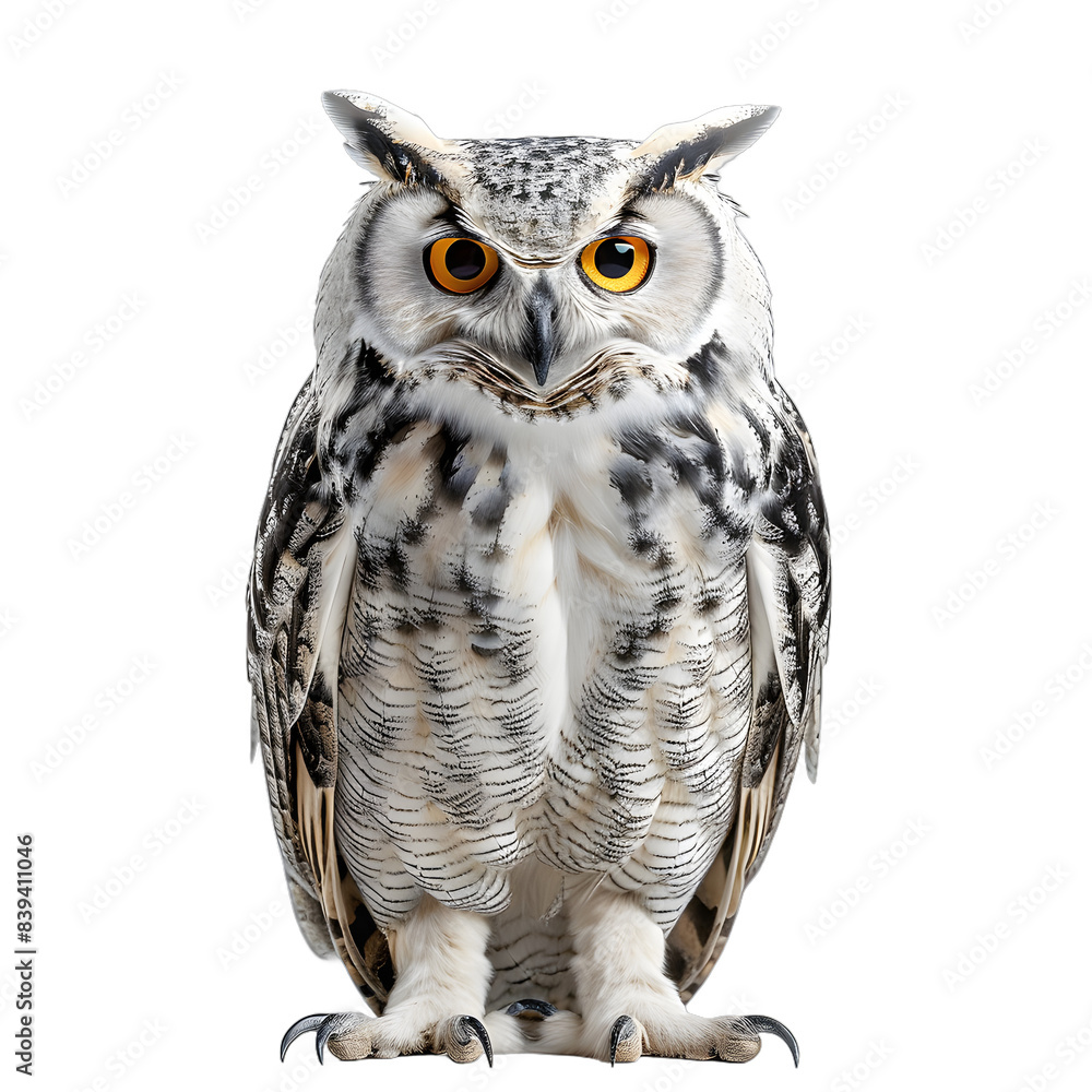 Obraz premium [Transparent Background PNG]Great Horned Owl on White Background