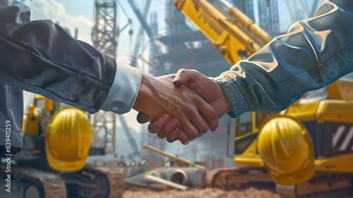 Handshake Between Architect and Builder at a Construction Site