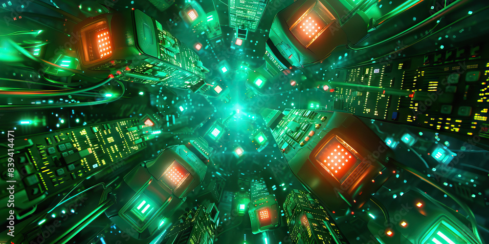 The Labyrinth of Lightspeed A cluster of flashing modems, blinking