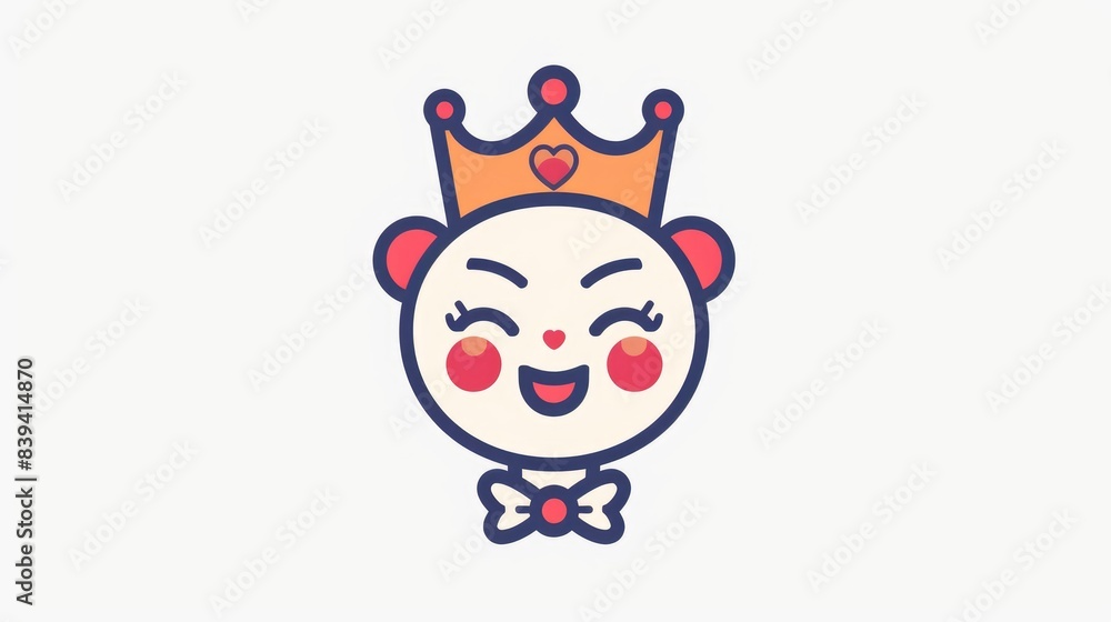 A whimsical and giggly female character in the form of a mascot logo featuring an abstract girlish face adorned with a crown This funny and cute emoji sticker exudes charm as a standalone i A whimsical and giggly female character in the form of a mascot logo featuring an abstract girlish face adorned with a crown This funny and cute emoji sticker exudes charm as a standalone i