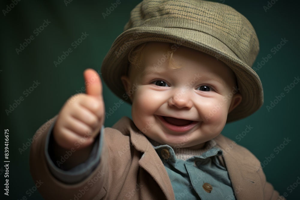 Innocent Toddler child happy thumb. Baby smile. Generate Ai Innocent Toddler child happy thumb. Baby smile. Generate Ai