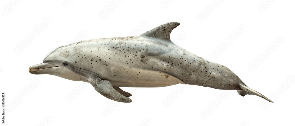 A grey dolphin swimming through the water. A grey dolphin swimming through the water.