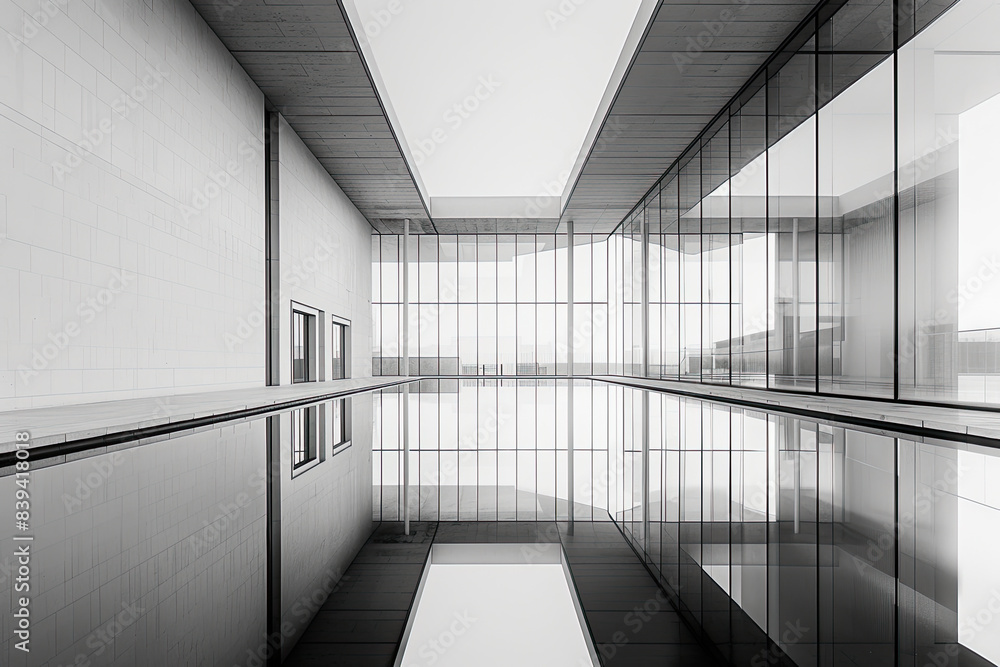 Fototapeta premium Symmetrical Modern Architecture in Black and White