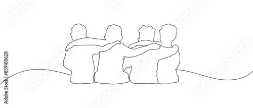 children sitting holding hands line art style eps 10