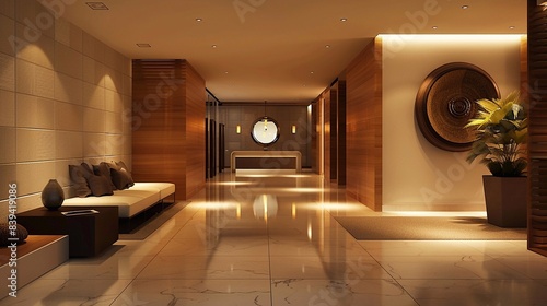 Wallpaper Mural Minimalist hall in warm shades, featuring clean lines, open space, and tasteful decor elements Torontodigital.ca