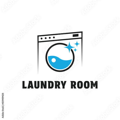 Laundry wash logo design concept idea	