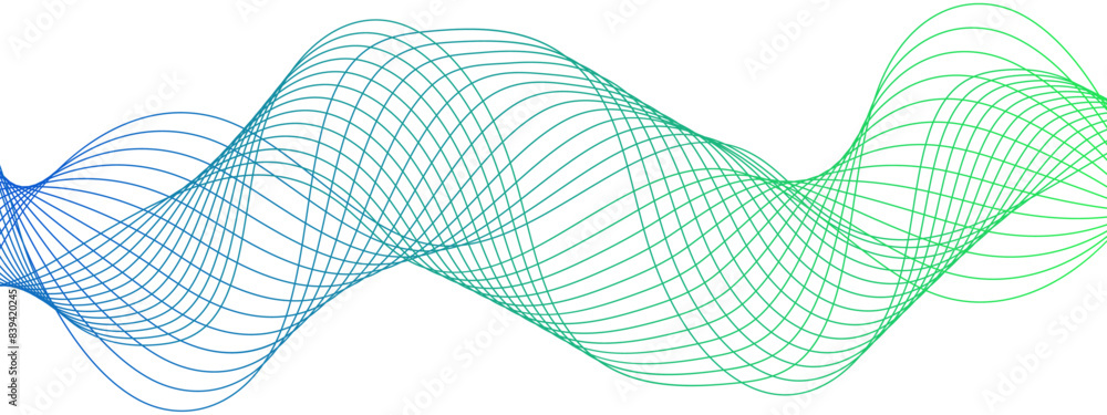 Fototapeta premium Abstract wavy technology curve lines with blend effect. Blue wavy tech lines element for technology, science and template. Creative wavy stripes line art.