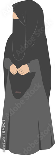 Muslim woman standing cartoon