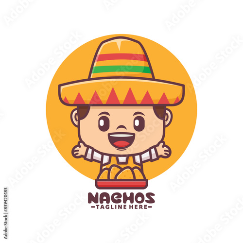 Mexican mascot character with nachos