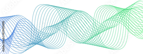 Abstract wavy technology curve lines with blend effect. Blue wavy tech lines element for technology, science and template. Creative wavy stripes line art.