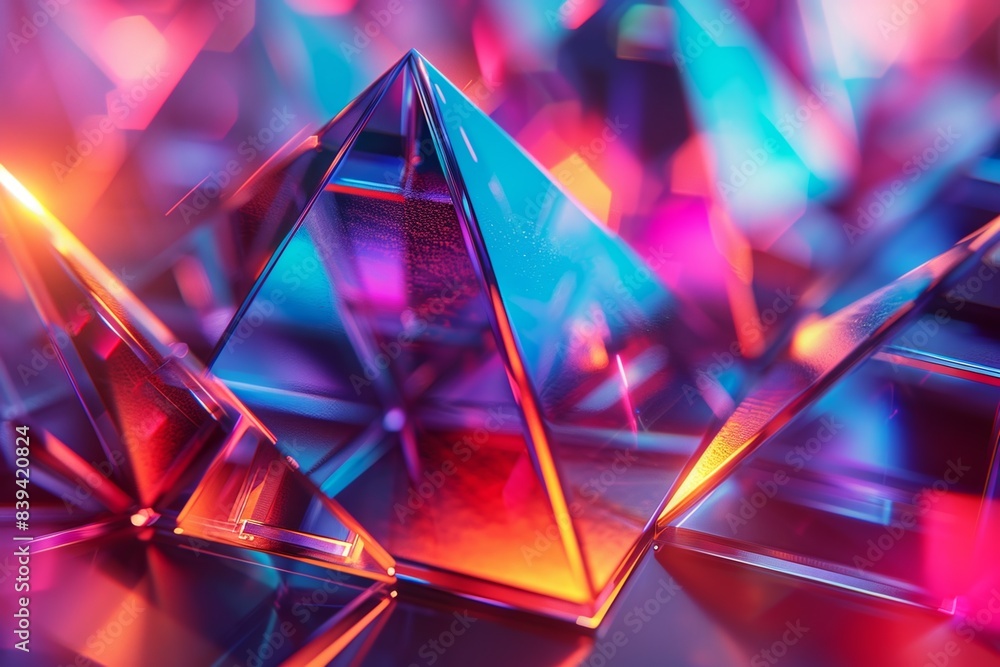 3 Futuristic holographic shapes and geometric forms in vivid colors 3 Futuristic holographic shapes and geometric forms in vivid colors