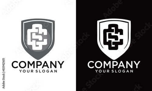 CS letter logo design, CS monogram initials shield  letter logo concept, creative icon, vector