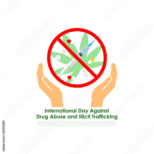 Vector illustration of International Day Against Drug Abuse and Illicit Trafficking social media feed template