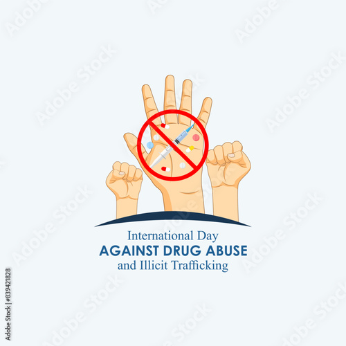 Vector illustration of International Day Against Drug Abuse and Illicit Trafficking social media feed template