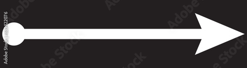 Straight line with point on start and arrow on finish. Symbol of direction, aim, target, path, easy challenge, fast way, ideal plan isolated on white background. Vector graphic illustration