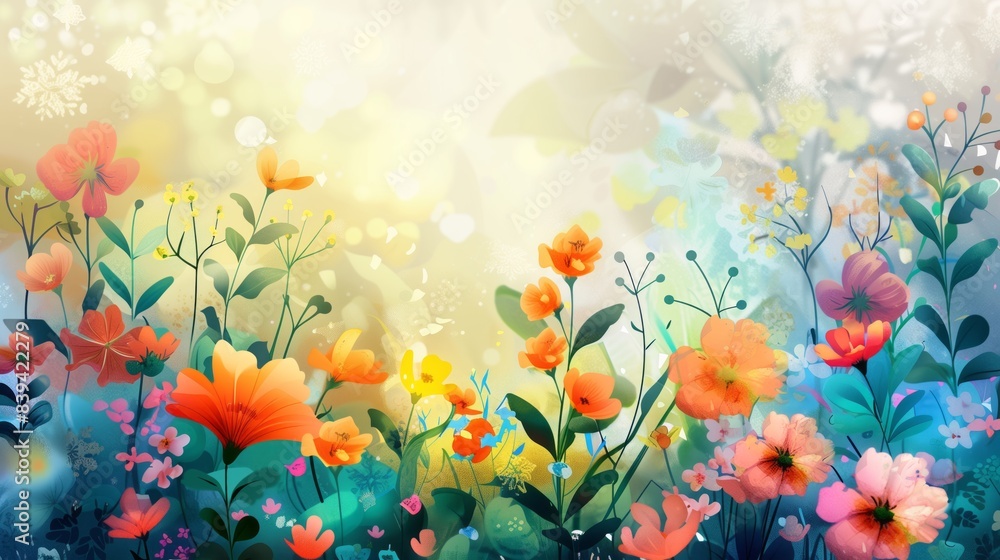 Obraz premium Background illustration with flowers for holiday cards.