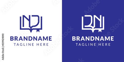 Letters JN and NJ Book Logo, suitable for business related to books with JN or NJ initials