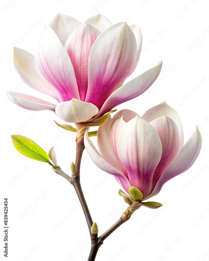 Fototapeta premium Magnolias on a white background ai generated 