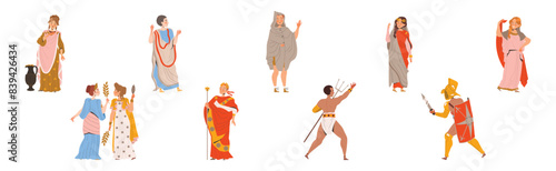 Ancient Romans Character as Cultural Ethnicity or Nationality from Classical Antiquity Vector Set
