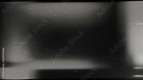 Old film texture with scratches, noise and light leaks. Realistic transparent overlay film texture in black-white, dust and grain. Distressed retro movie or photo negative effect of cinema nostalgia