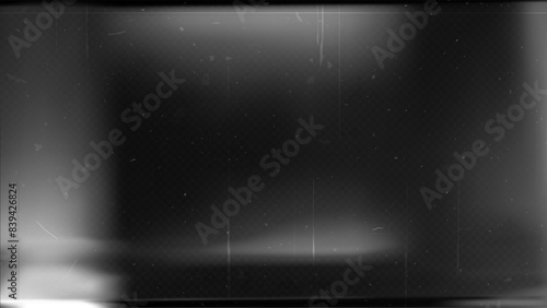 Old film texture with scratches, noise and light leaks. Realistic transparent overlay film texture in black-white, dust and grain. Distressed retro movie or photo negative effect of cinema nostalgia