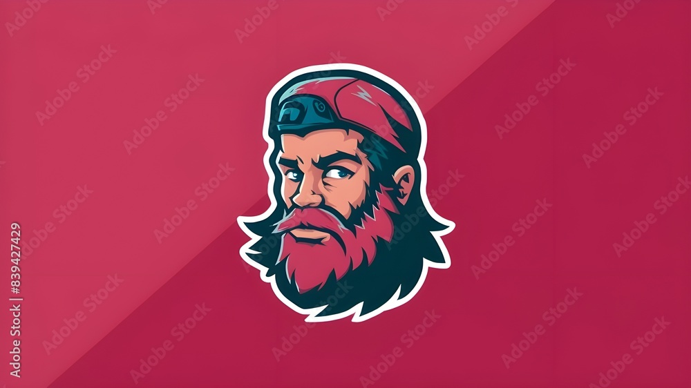 Sporty Beard Head Gaming Emblem Sporty Beard Head Gaming Emblem