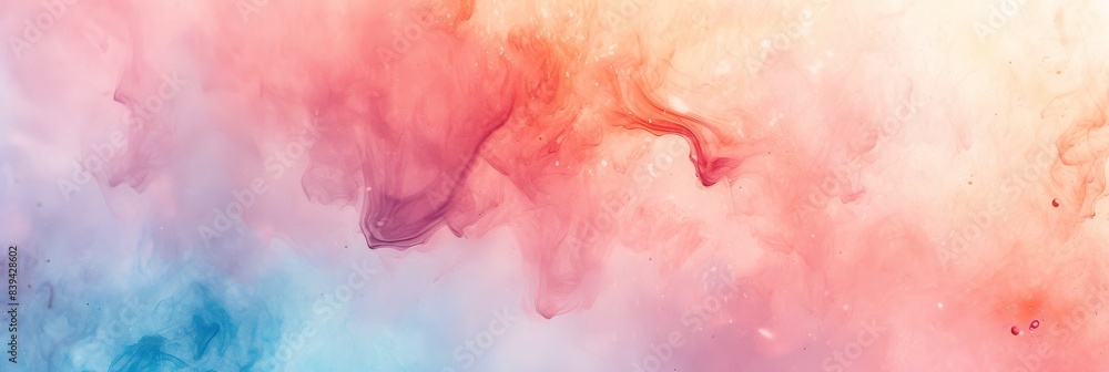 Fototapeta premium Abstract pastel watercolor painting displayed in a gallery setting
