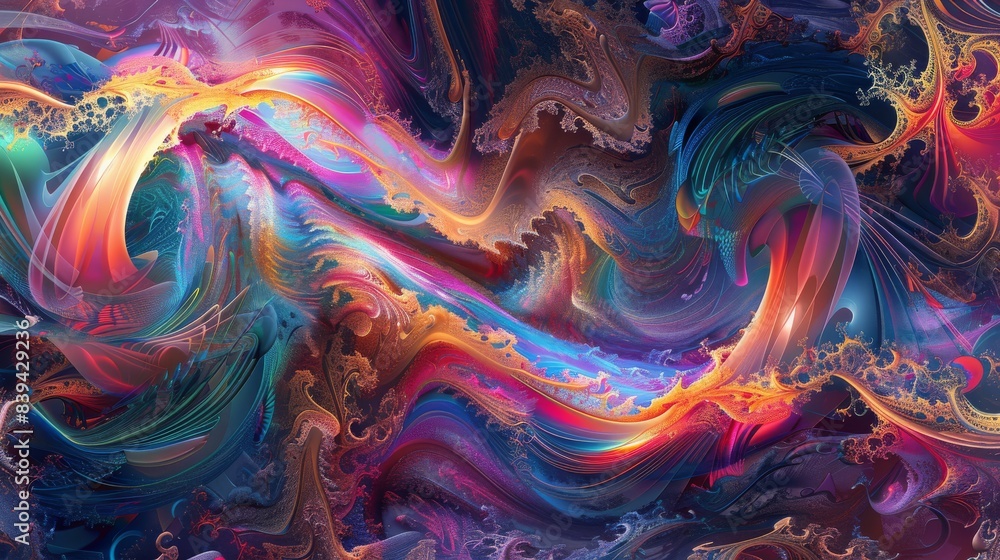 Intertwined Sine Waves with Holographic Colors in Digital Art Intertwined Sine Waves with Holographic Colors in Digital Art