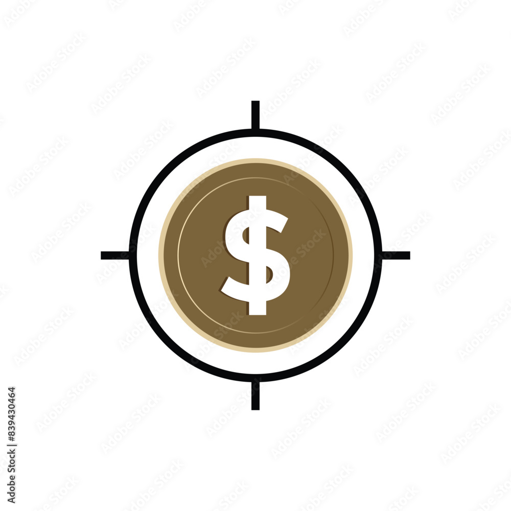 dollar coin target. flat style design. Suitable for use for reports, presentations, finance. vector template design dollar coin target. flat style design. Suitable for use for reports, presentations, finance. vector template design