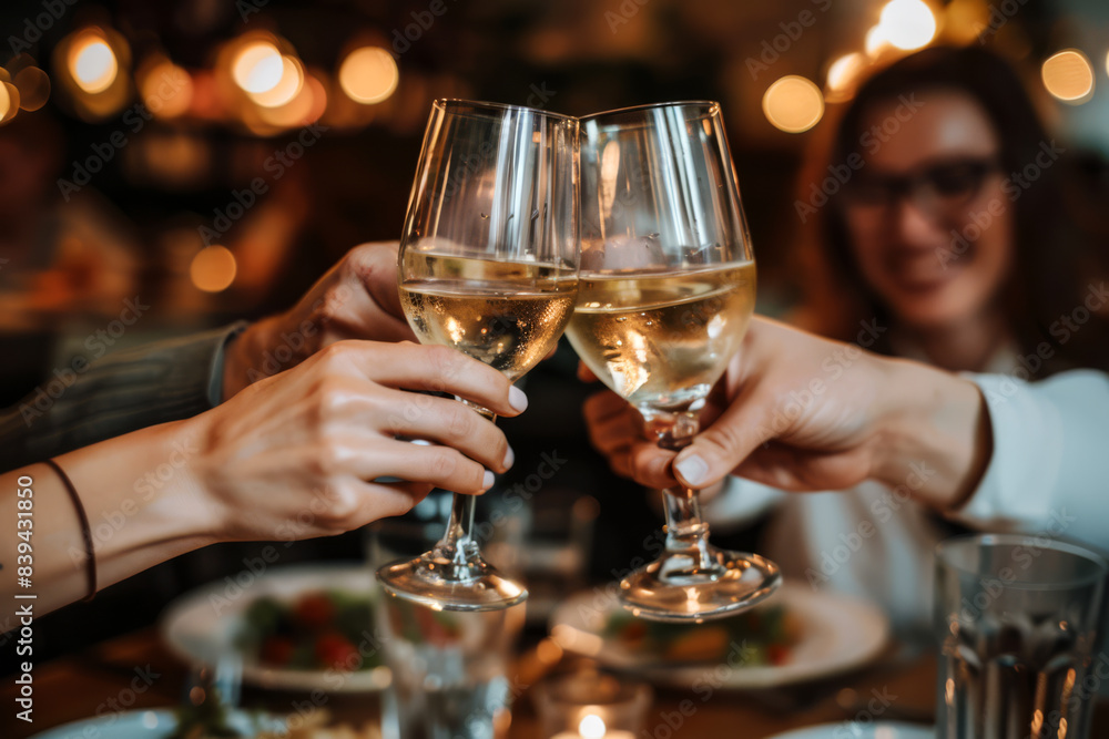 Friends Toasting at Dinner Friends Toasting at Dinner
