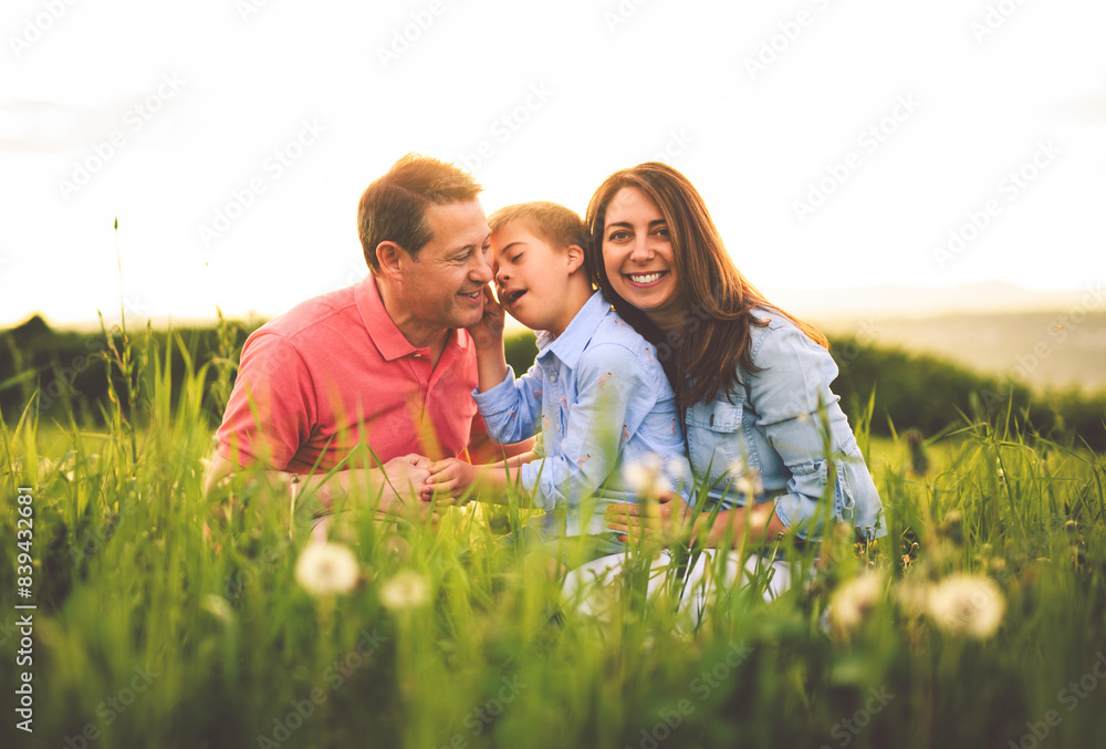 Nice family Playing on great field at Sunset Nice family Playing on great field at Sunset