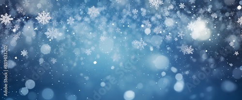 Beautiful Winter Snowflakes Falling Against a Blue Background, Creating a Magical and Festive Atmosphere Perfect for Holiday and Seasonal Designs