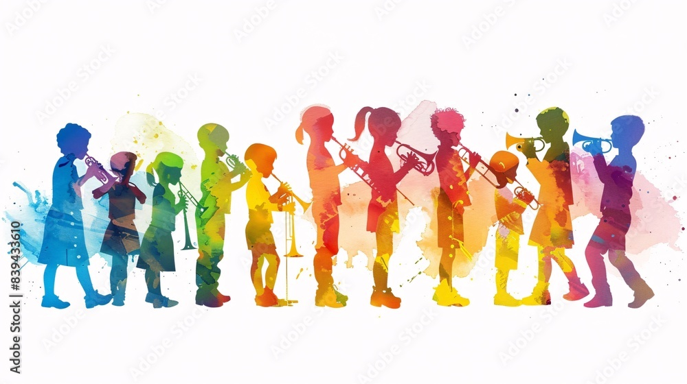 Fototapeta premium A graphic of children playing musical instruments, emphasizing the importance of arts and education