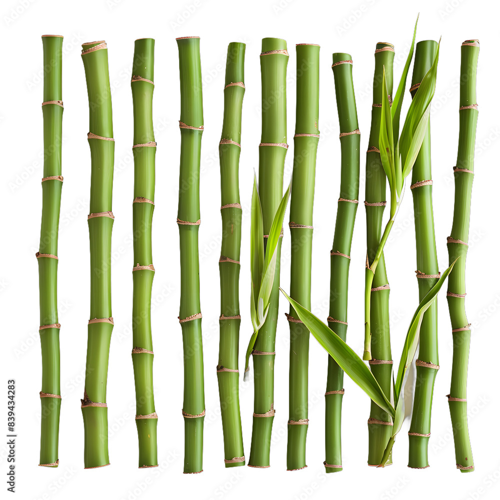 Fototapeta premium [Transparent Background PNG]green bamboo stalks on white background
