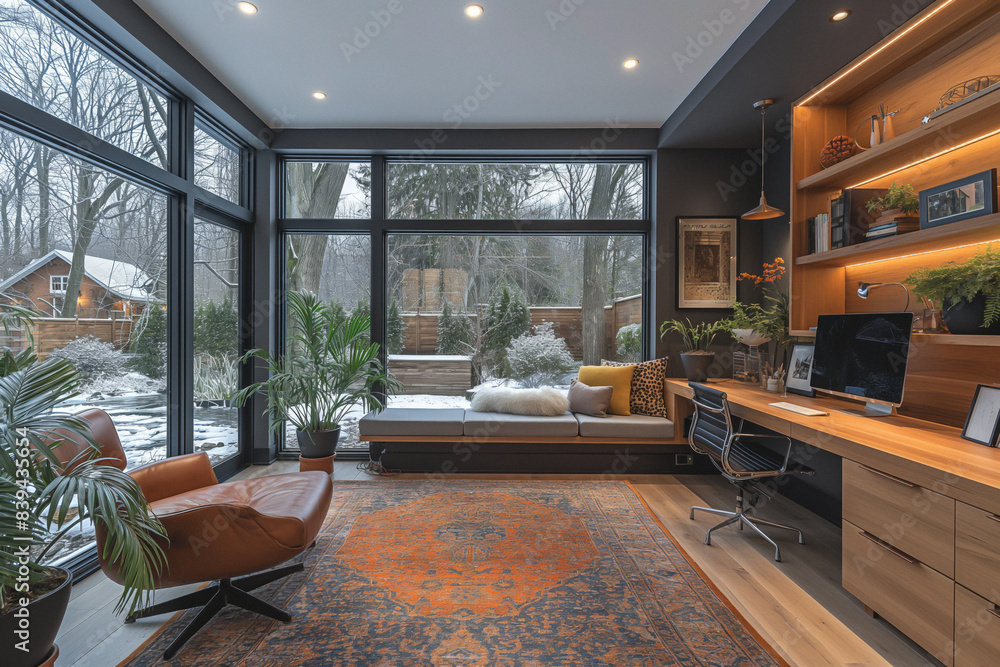 Design a modern home office with a sleek, minimalist desk. Generative AI Design a modern home office with a sleek, minimalist desk. Generative AI