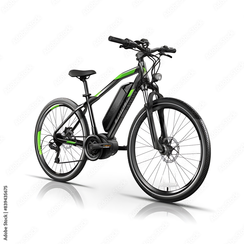Sleek Modern Electric Bicycle with Green Accents and Reflective Tires for Urban Commuting and Outdoor Adventures