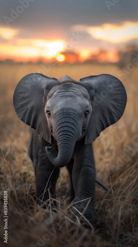 A portrait of a majestic African elephant in Savannah. Generative AI