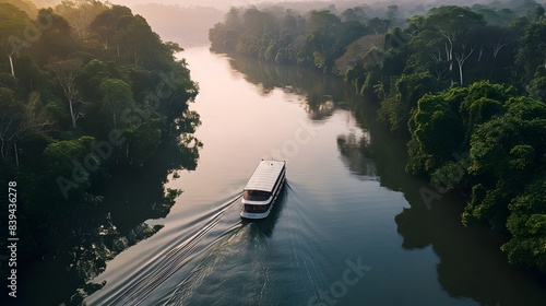 Wallpaper Mural Solar-Powered Eco-Friendly River Cruise in a Dense Forest Torontodigital.ca
